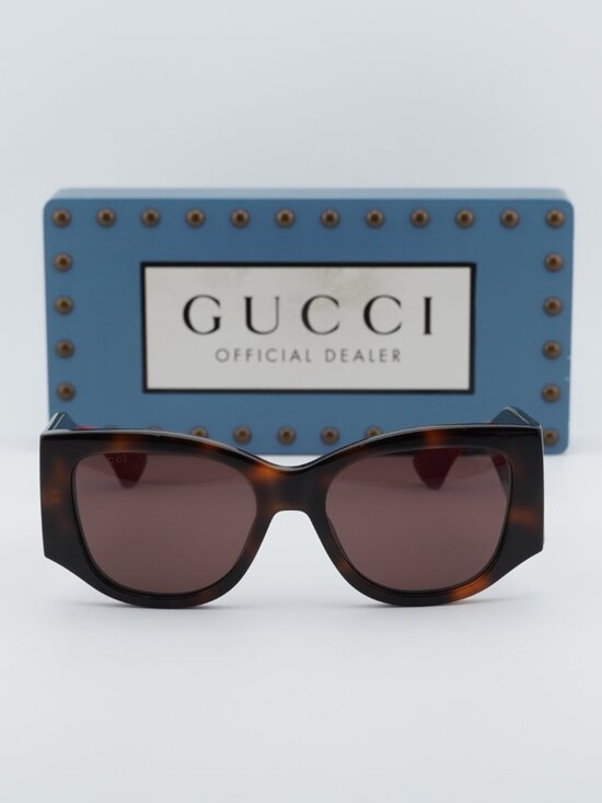 Gucci GG2115S 002 Cat Eye Sunglasses - Dark Havana / Brown main image 8